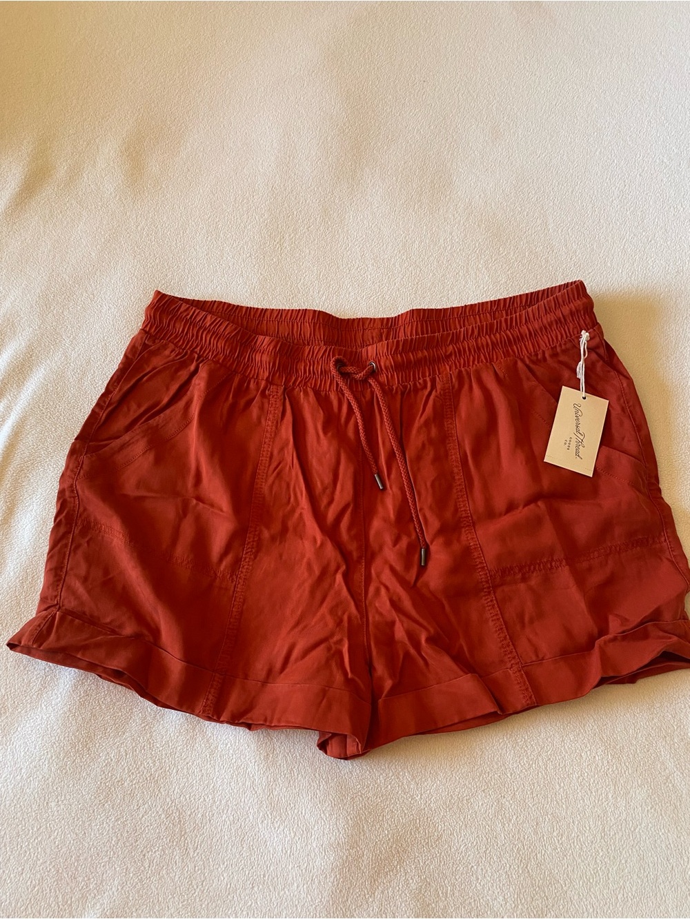 Universal Thread Women's Rust Colored High-Waist Drawstring Shorts